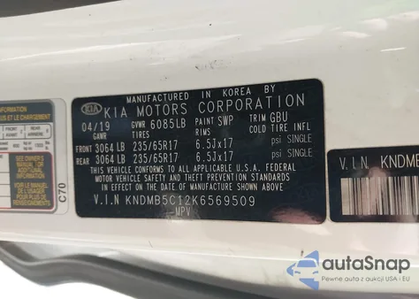 2019 Kia Sedona Lx из США, поврежденный, VIN KNDMB5C12K6569509